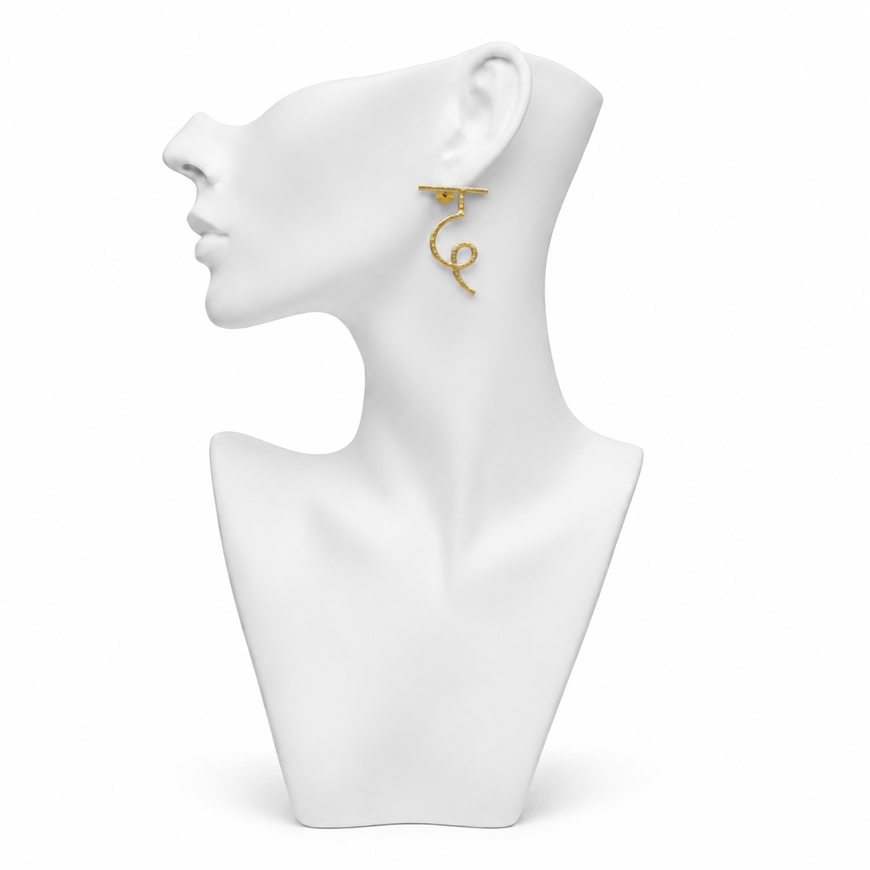 Alphabet "द" Hand Beaten Brass Earrings