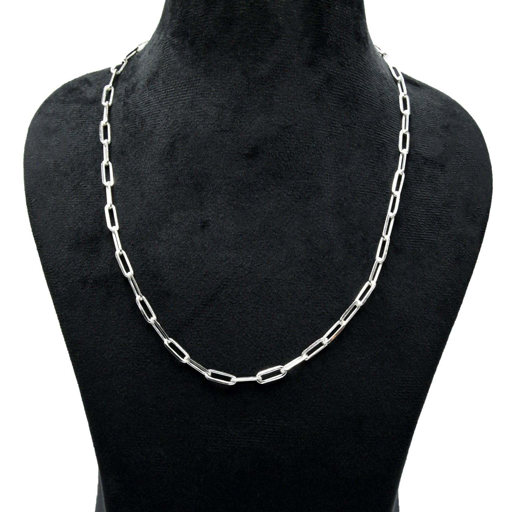 Big Paper Clip Brass Silver Plated Chain