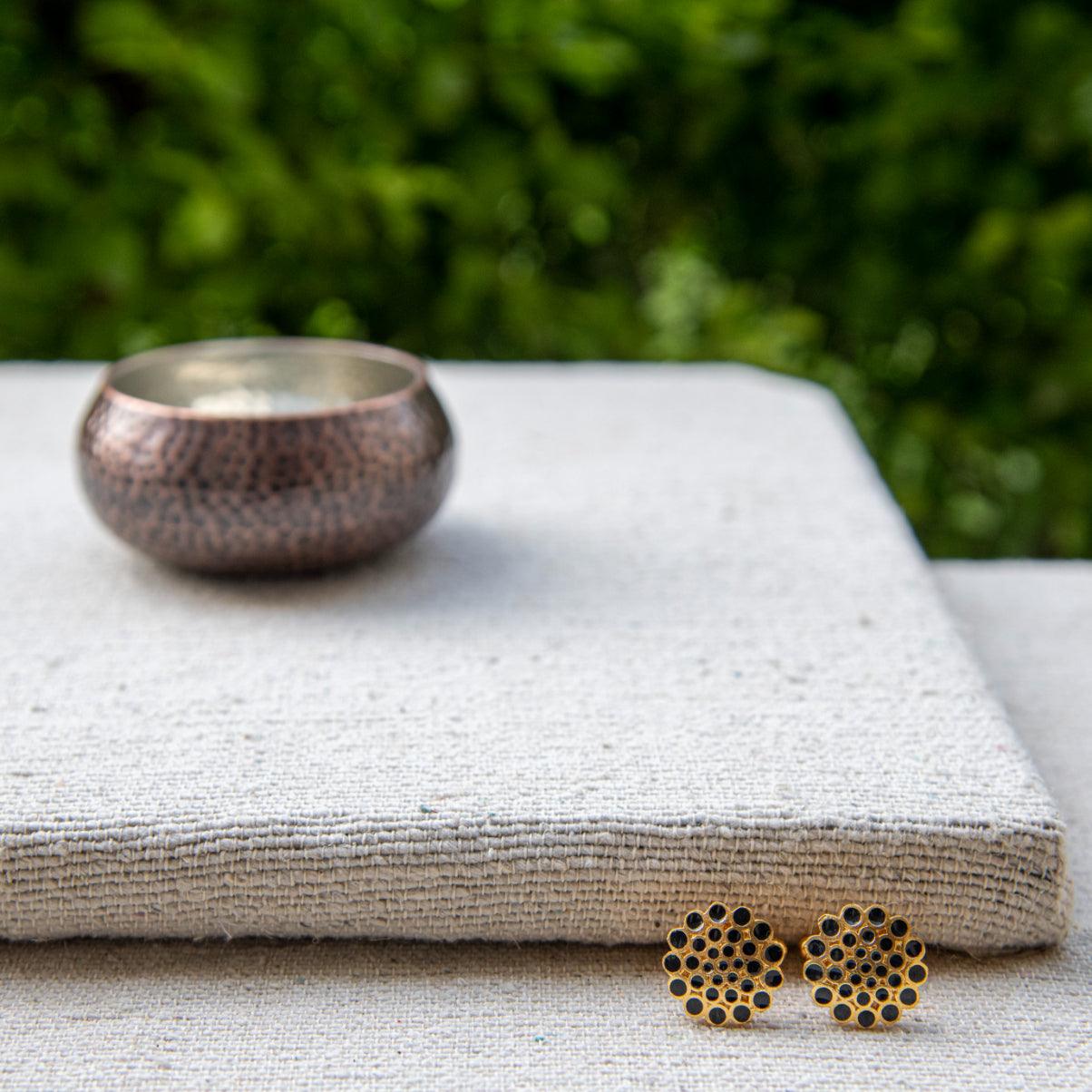 Black & Gold Color Enameled Cufflinks