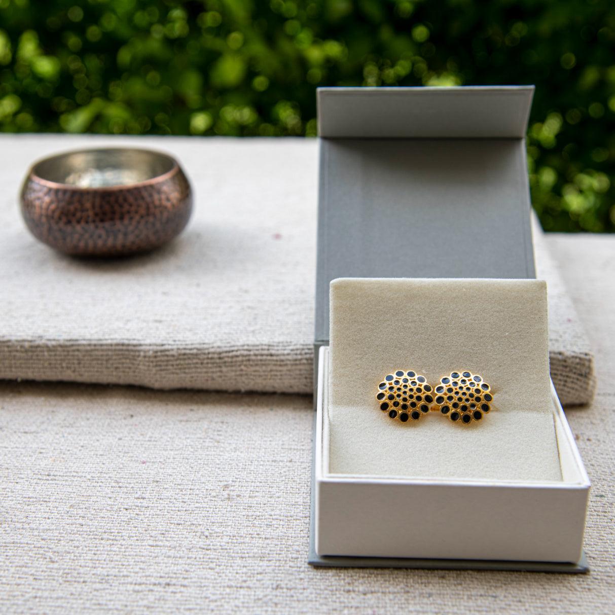 Black & Gold Color Enameled Cufflinks