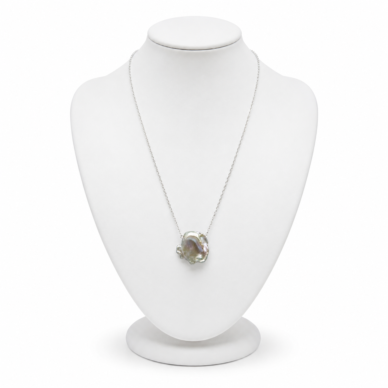 Natural Baroque Pearl Silver Plated Chain Pendant
