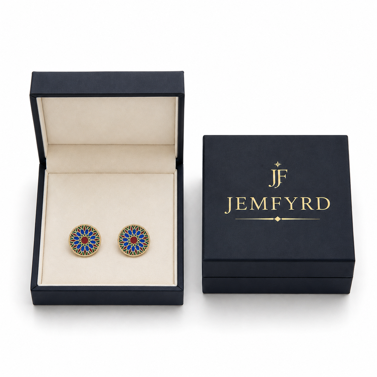 Plique A Jour Enameled Flash Gold Plated Earring