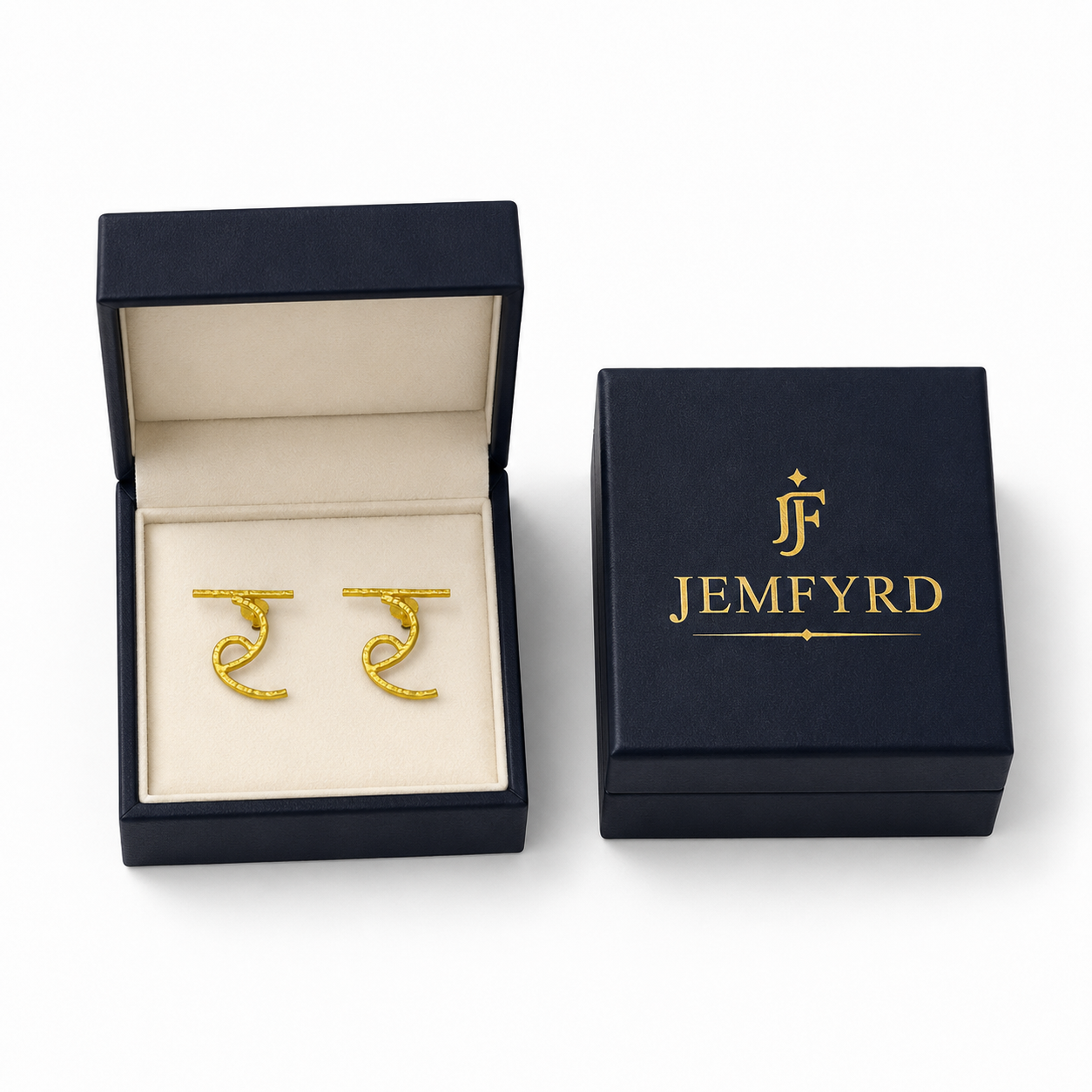 Alphabet "र" Hand Beaten Brass Earrings