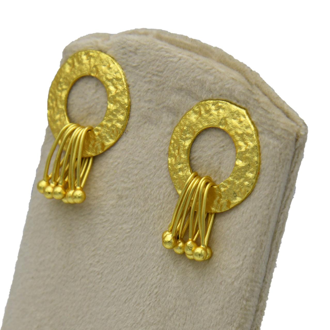 Circle with Safety Pin Danglers Stud Earring