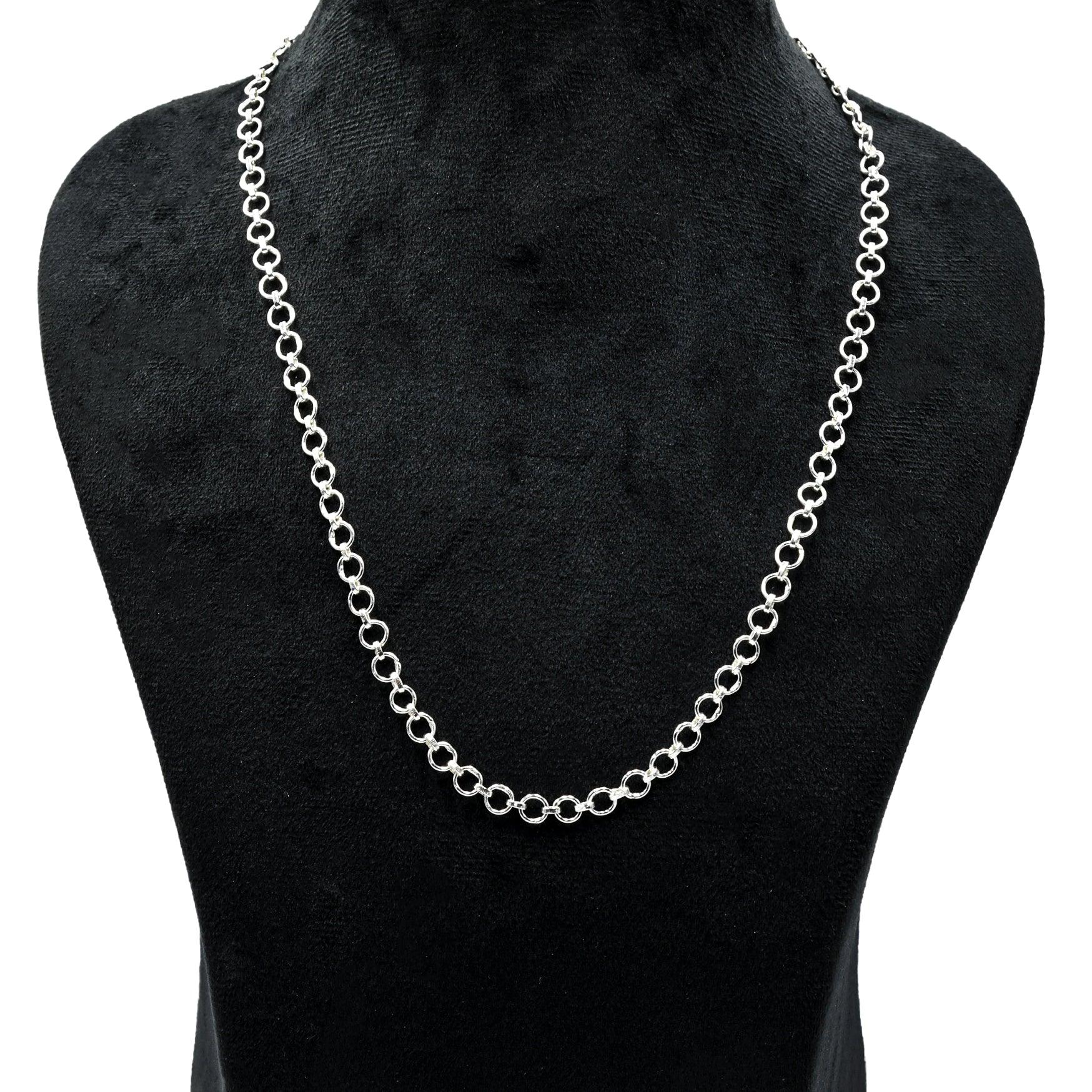 Circular Hoop Brass Silver Plated Chain