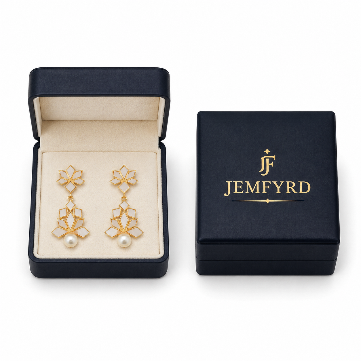 Mother of Pearl Brass Flash Gold Plating Enameled Stud Earring
