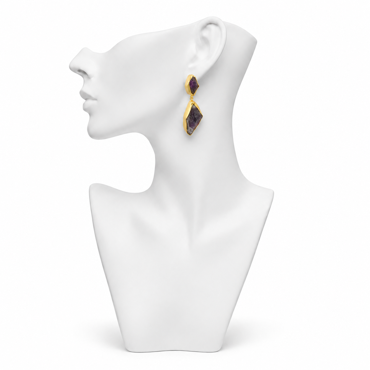 Amethystt Rough Gemstone Stud Earring