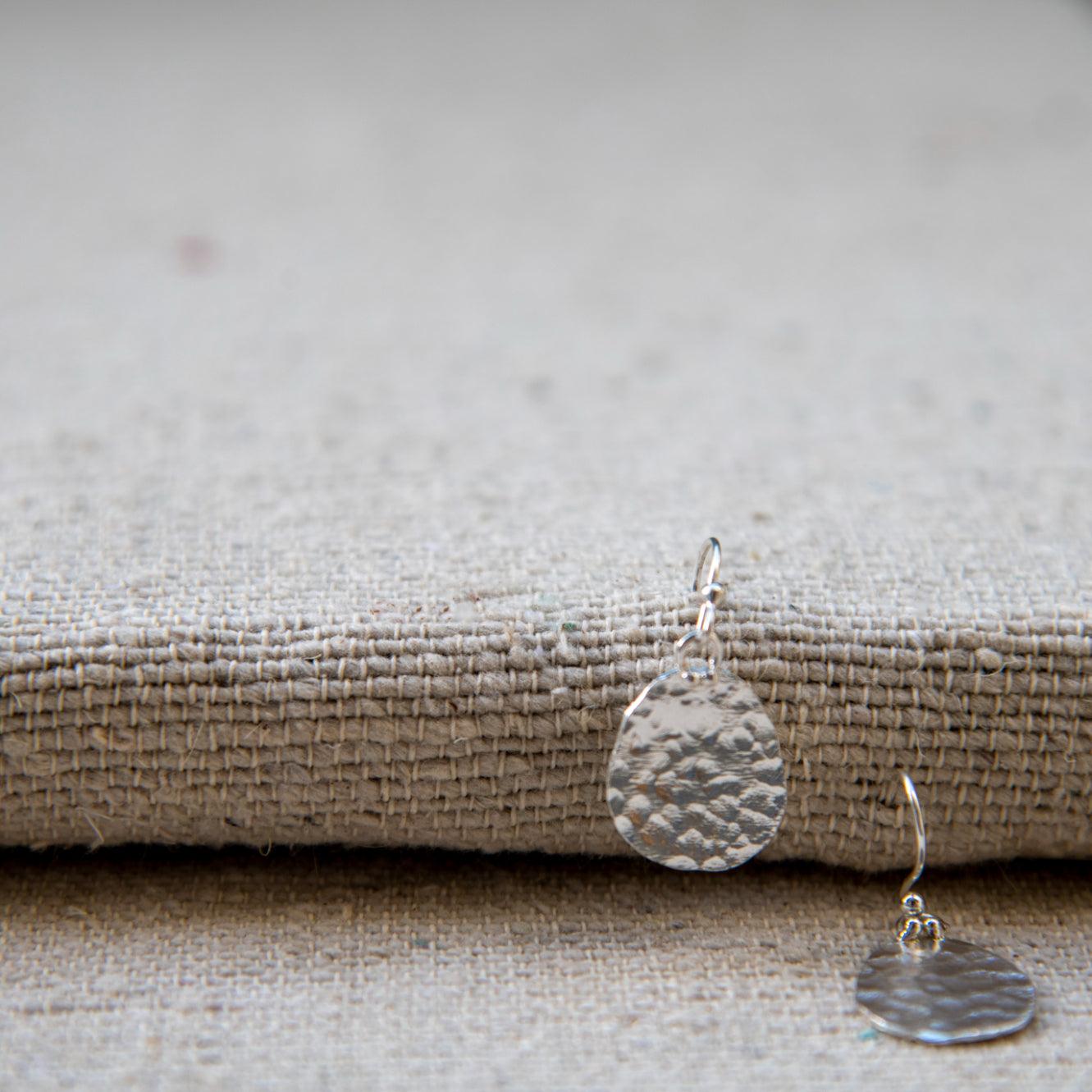 Disk Solid Silver Dangle Earring