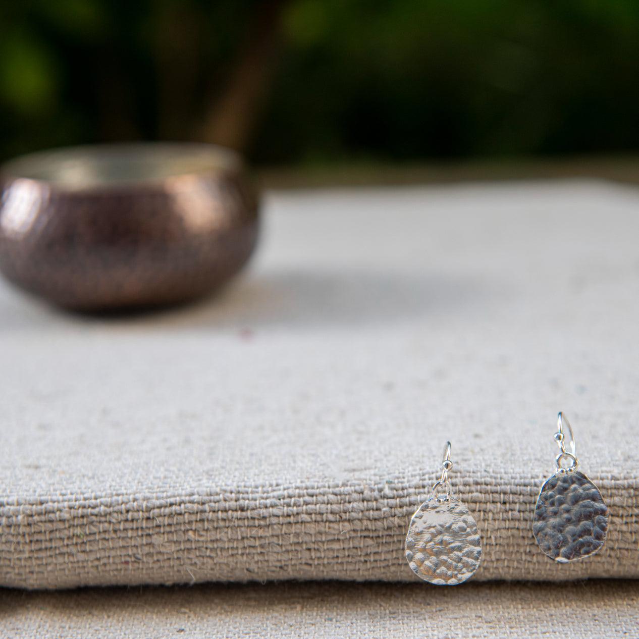 Disk Solid Silver Dangle Earring