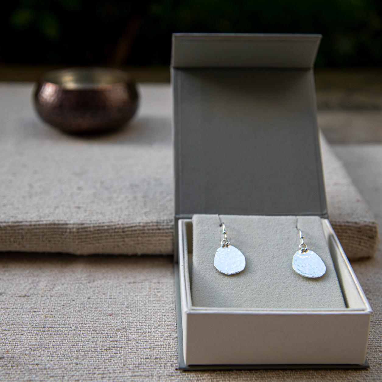 Disk Solid Silver Dangle Earring