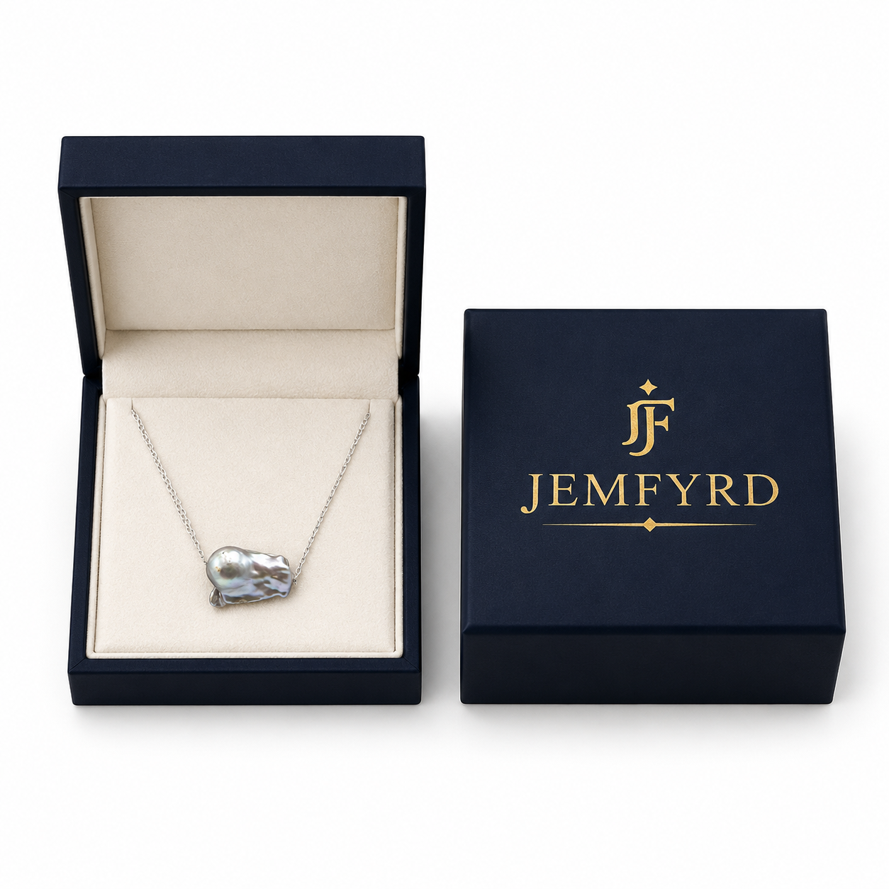Natural Rainbow Pearl Silver Plated Double Chain Pendant