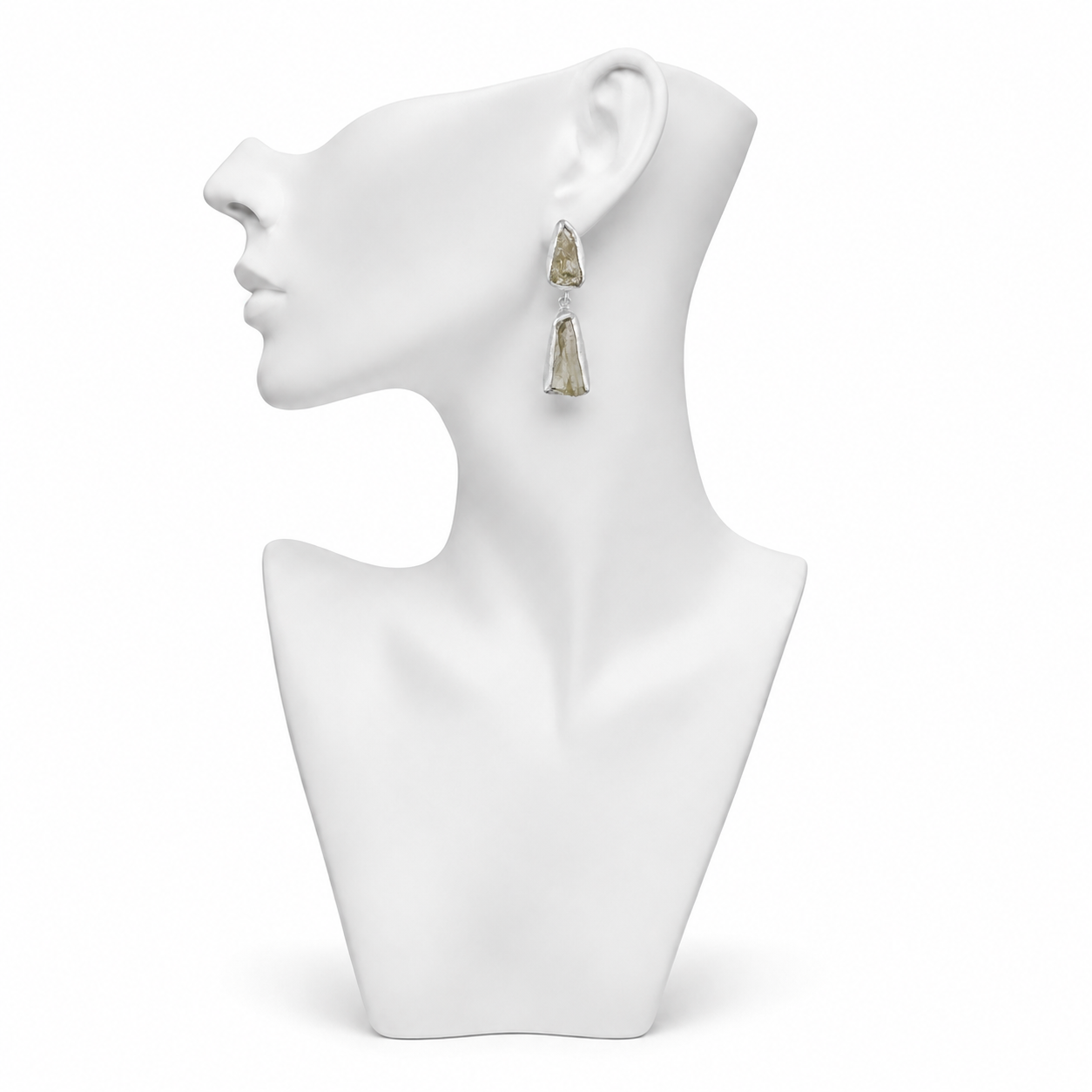 Crystal Quartz Rough Gemstone Stud Earring