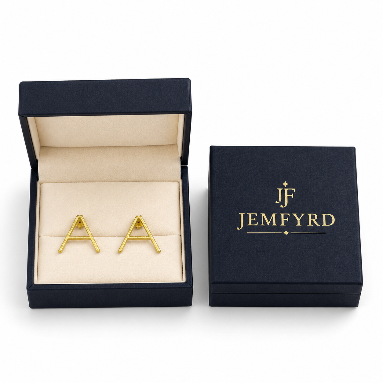 Alphabet "A" Hand Beaten Brass Earrings