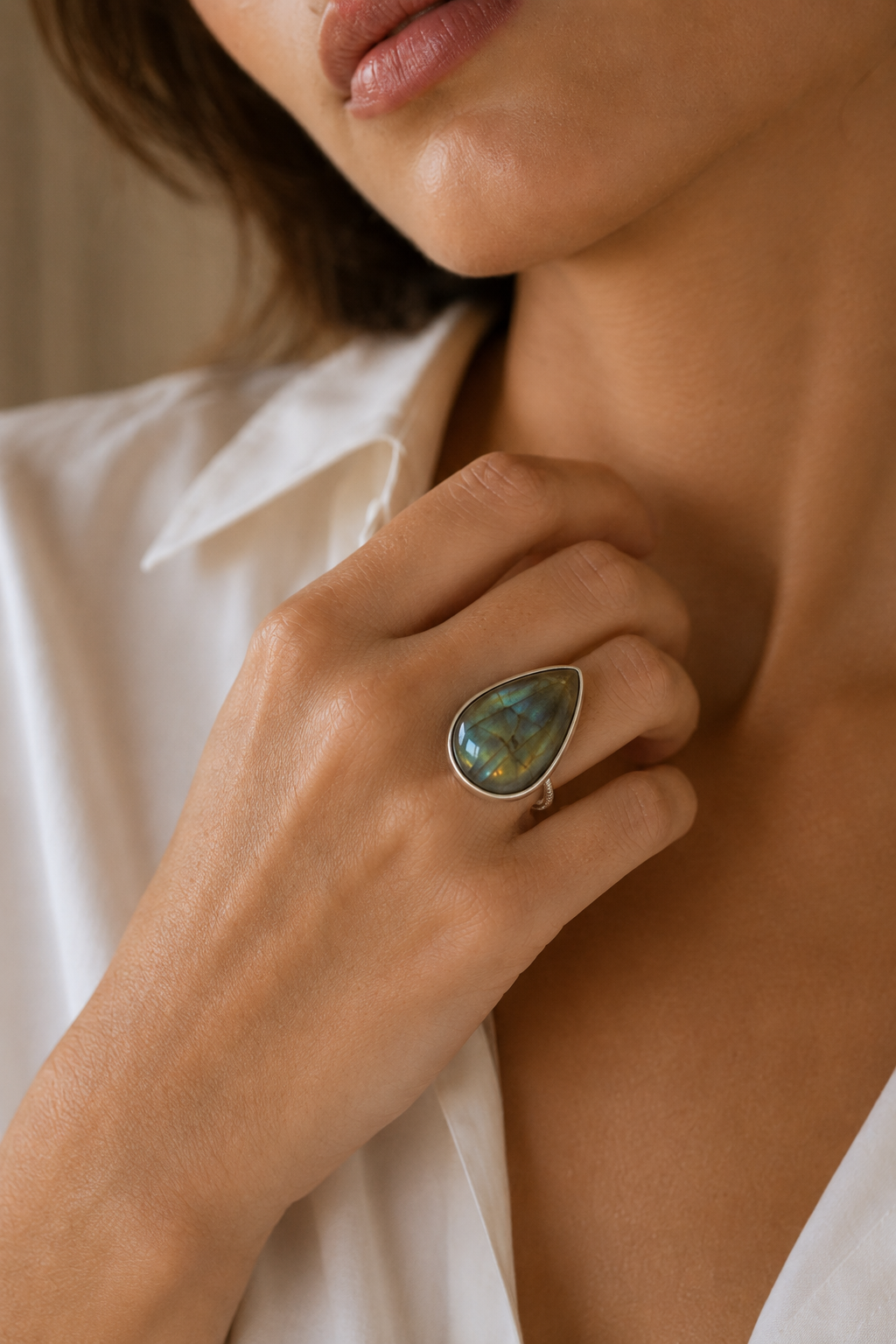 Labradorite Rough Gemstone Ring