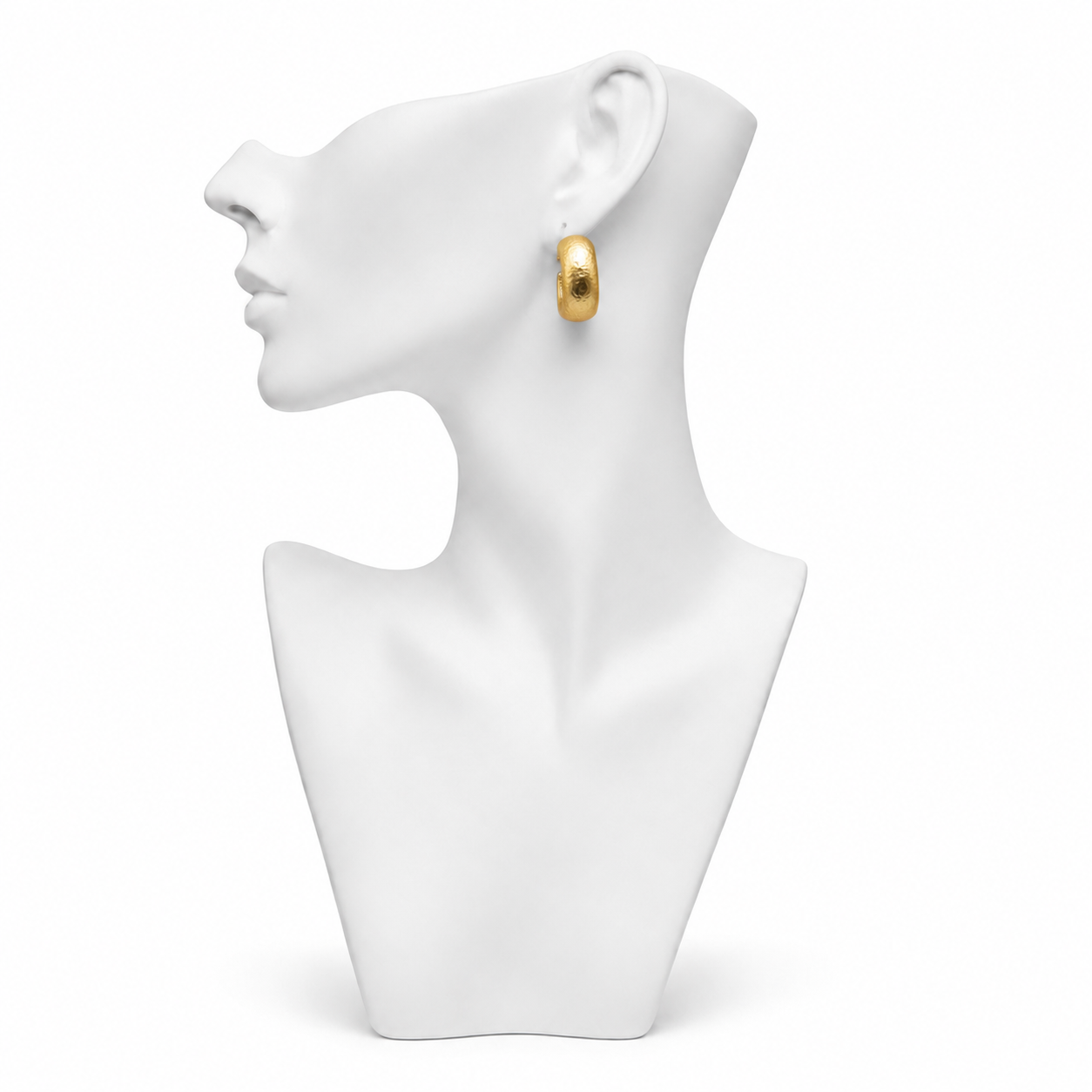 Texture Sandy Hoop Flash Gold Plated Stud Earring