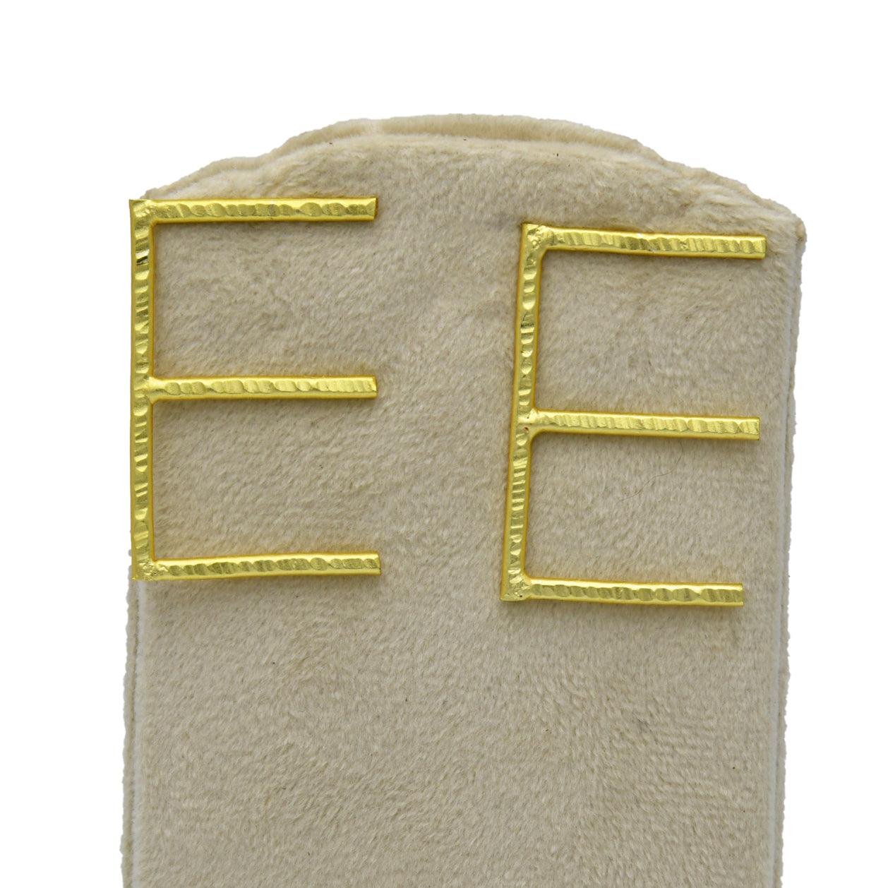 English Alphabet "E" Brass Earring