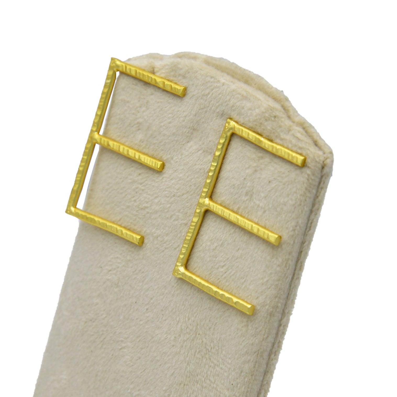 English Alphabet "E" Brass Earring