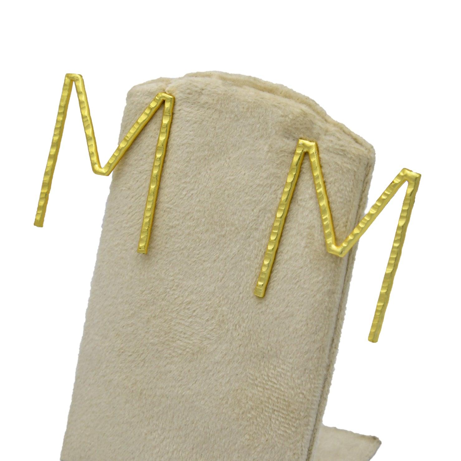 English Alphabet "M" Brass Earring