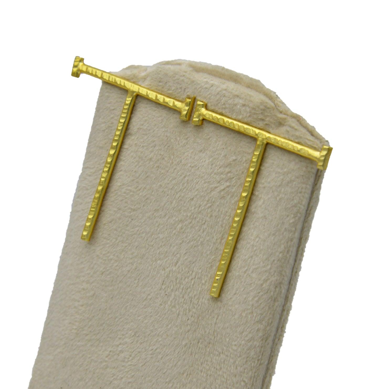 English Alphabet "T" Brass Earring