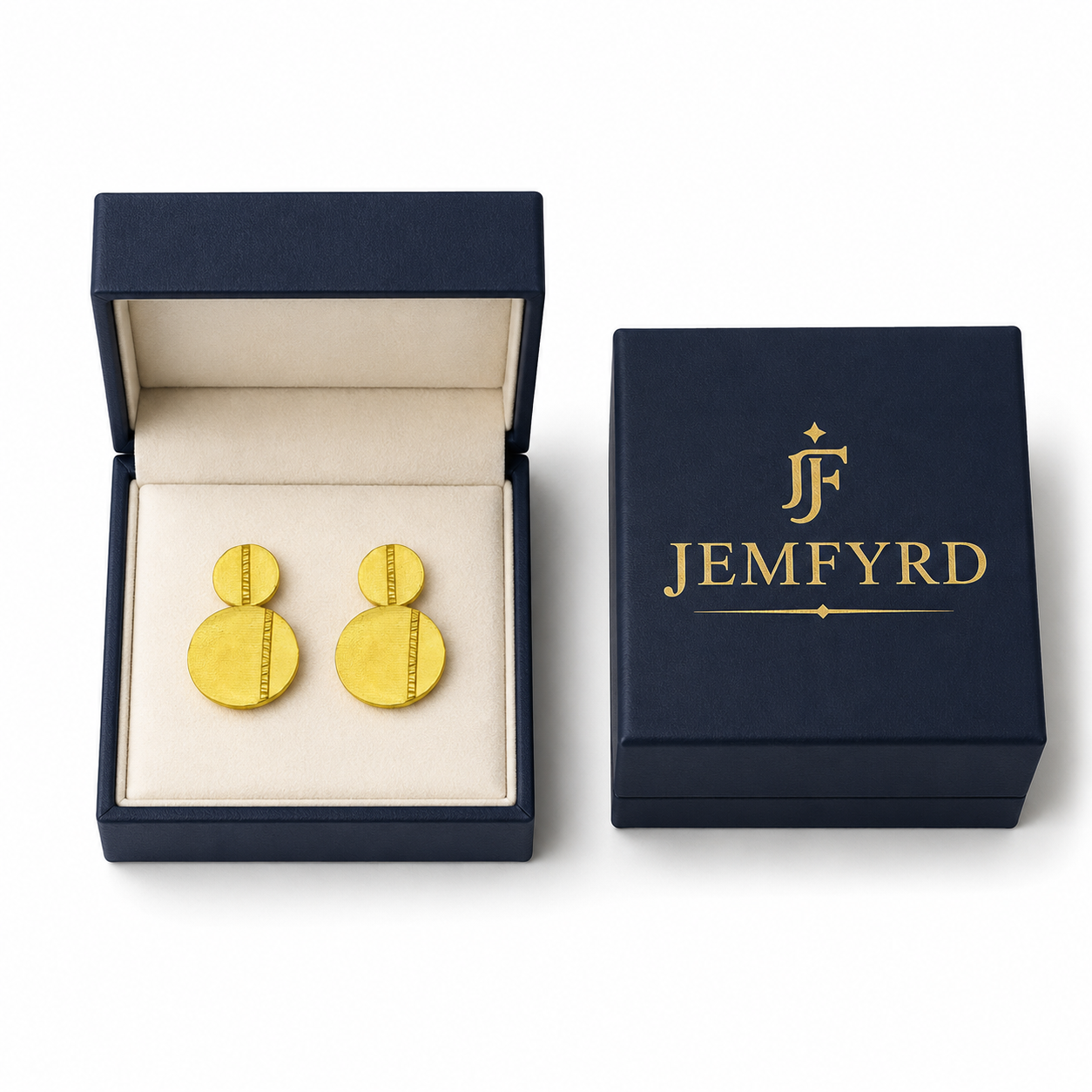 Golden Double Disk with Flash Gold Plated Stud Earring