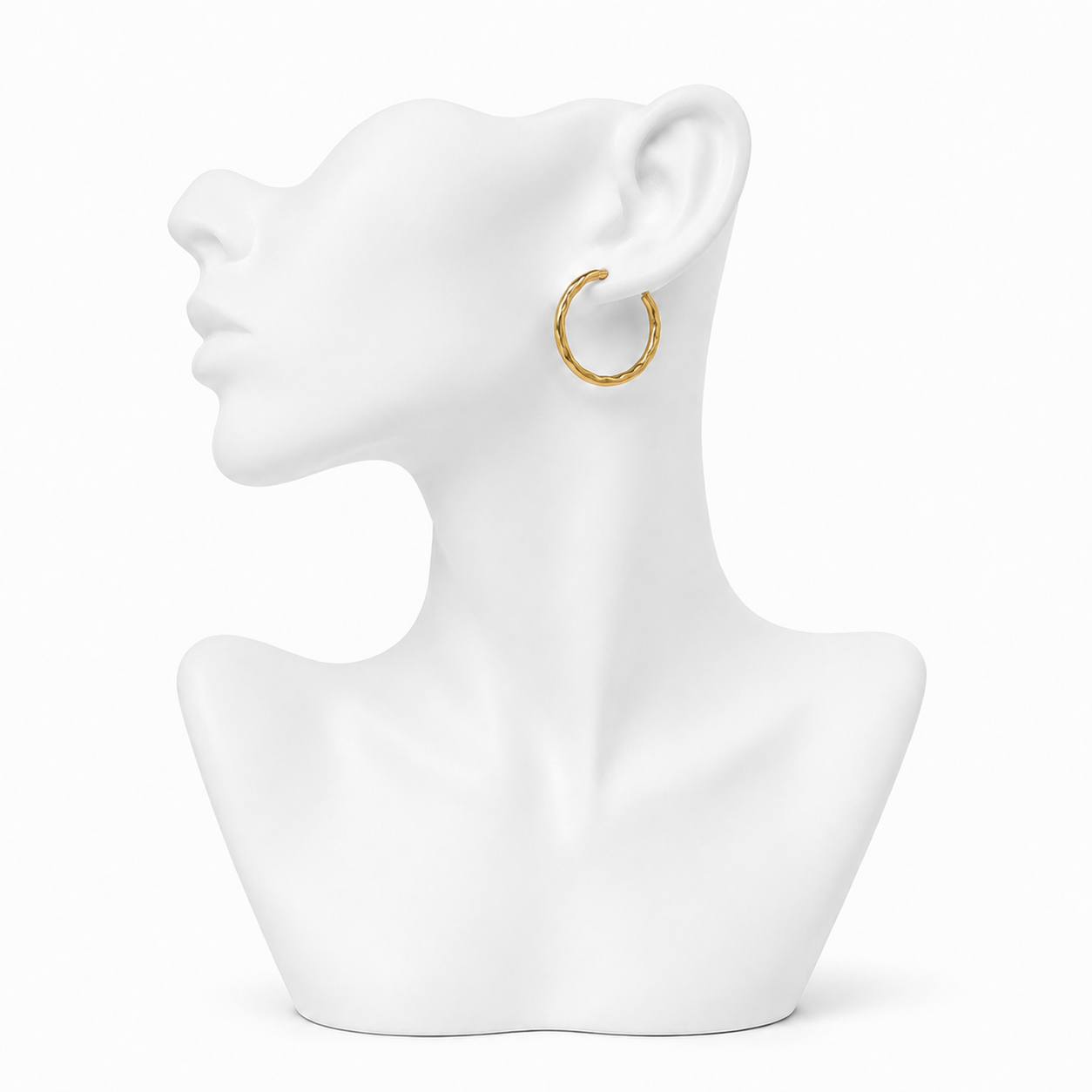 Hand Hammered Enclosed Hoop Flash Gold Plated Hoop Earring