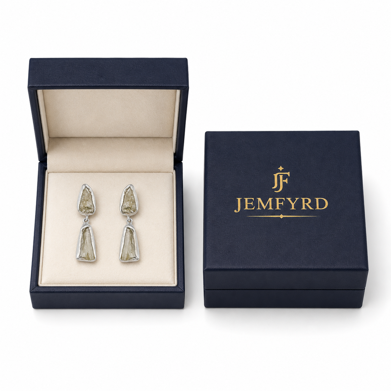 Crystal Quartz Rough Gemstone Stud Earring