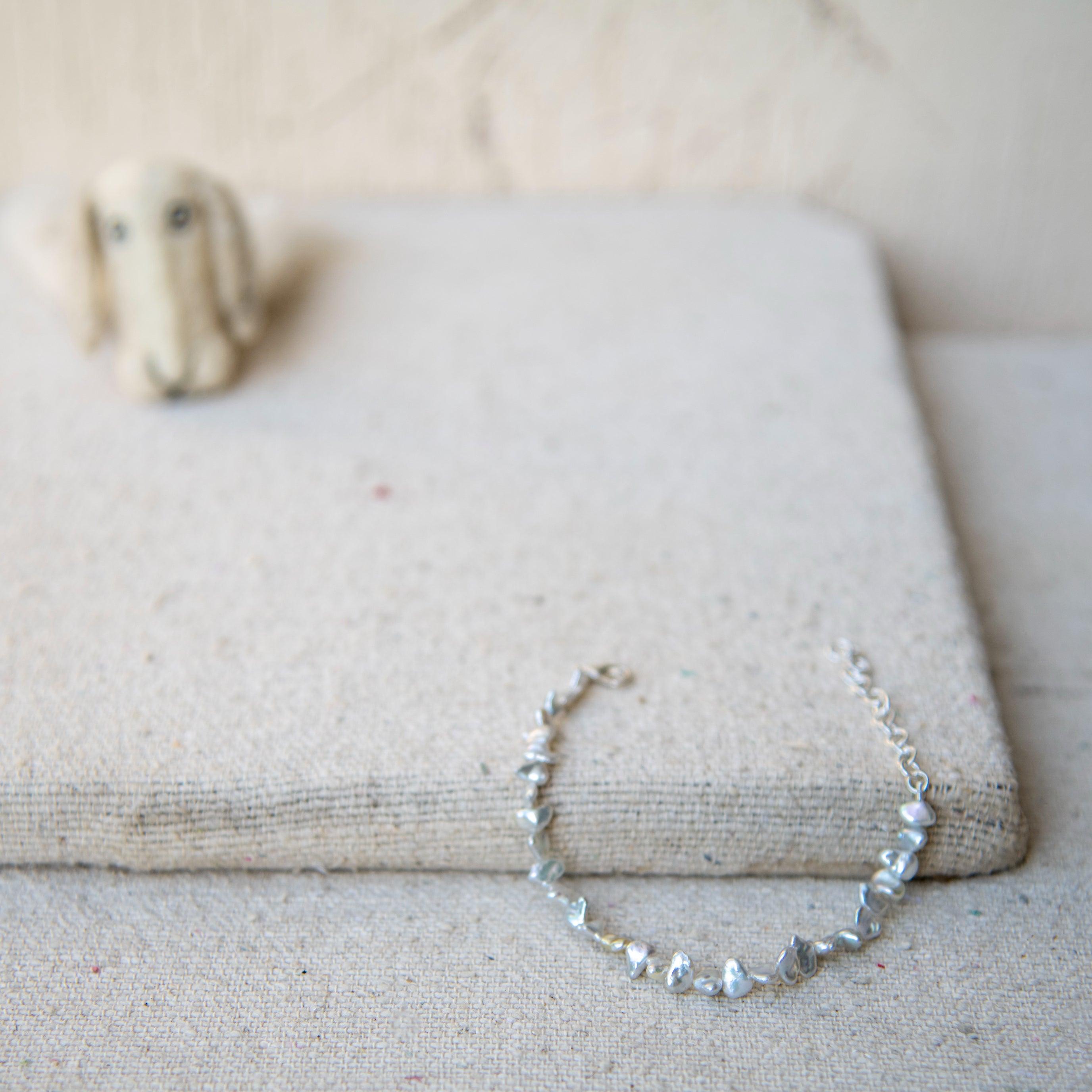Fresh Water Pearl Silver Plated Chain Bracelet