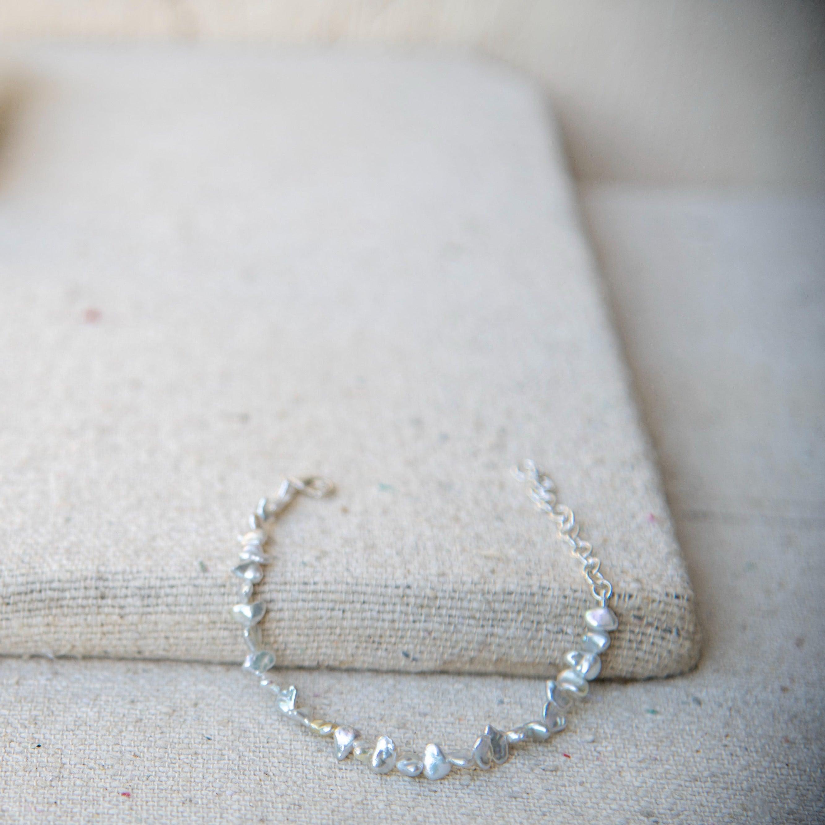 Fresh Water Pearl Silver Plated Chain Bracelet