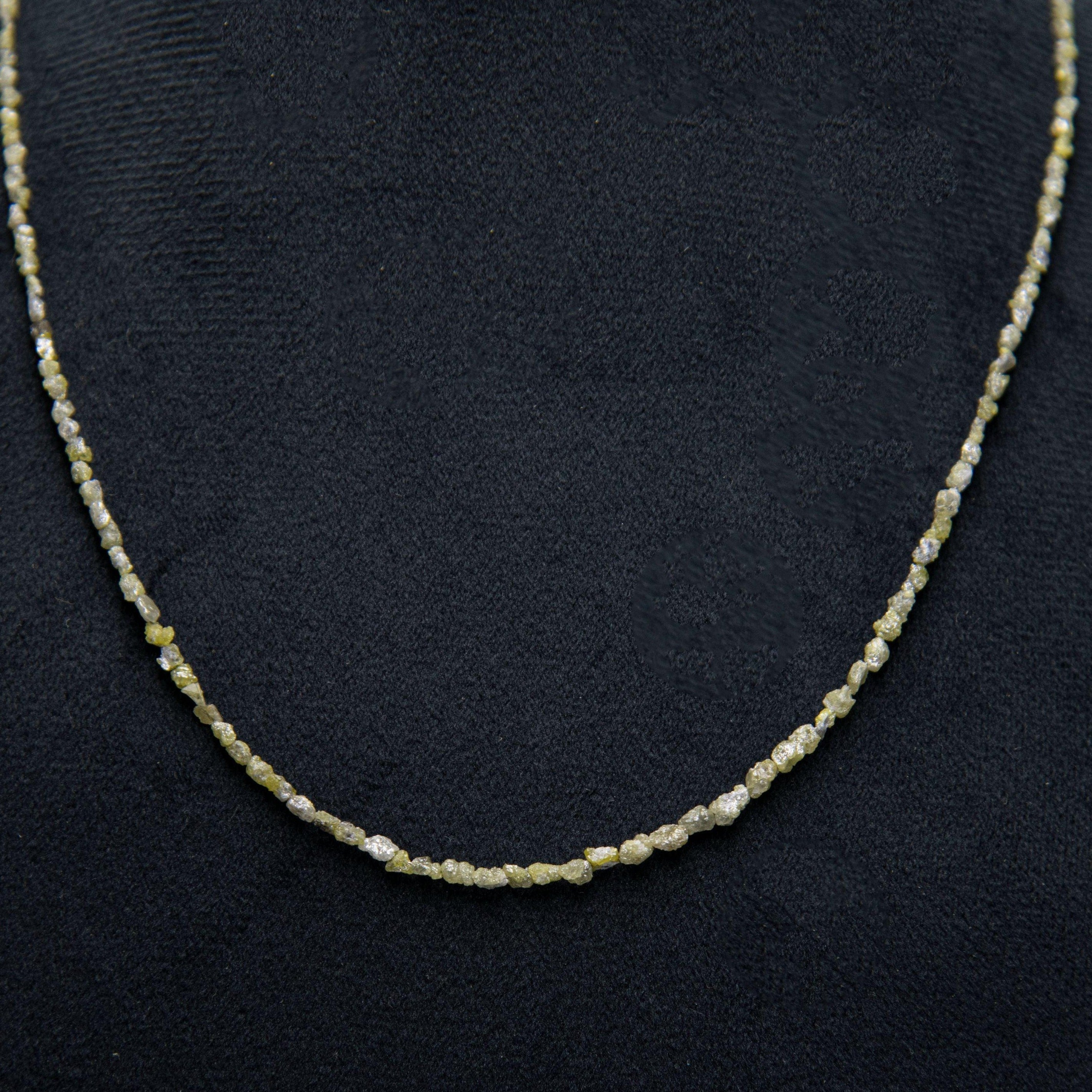Green Rough Diamond Bead Necklace with Silver Clasp