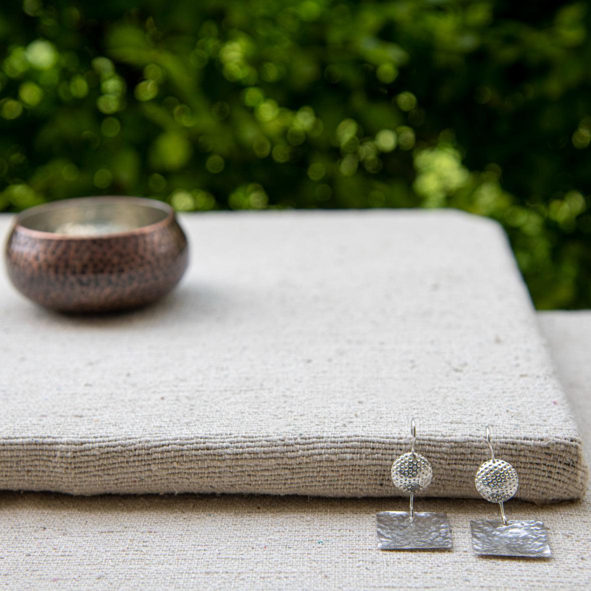 Hammered Designer Silver Dangle Earring
