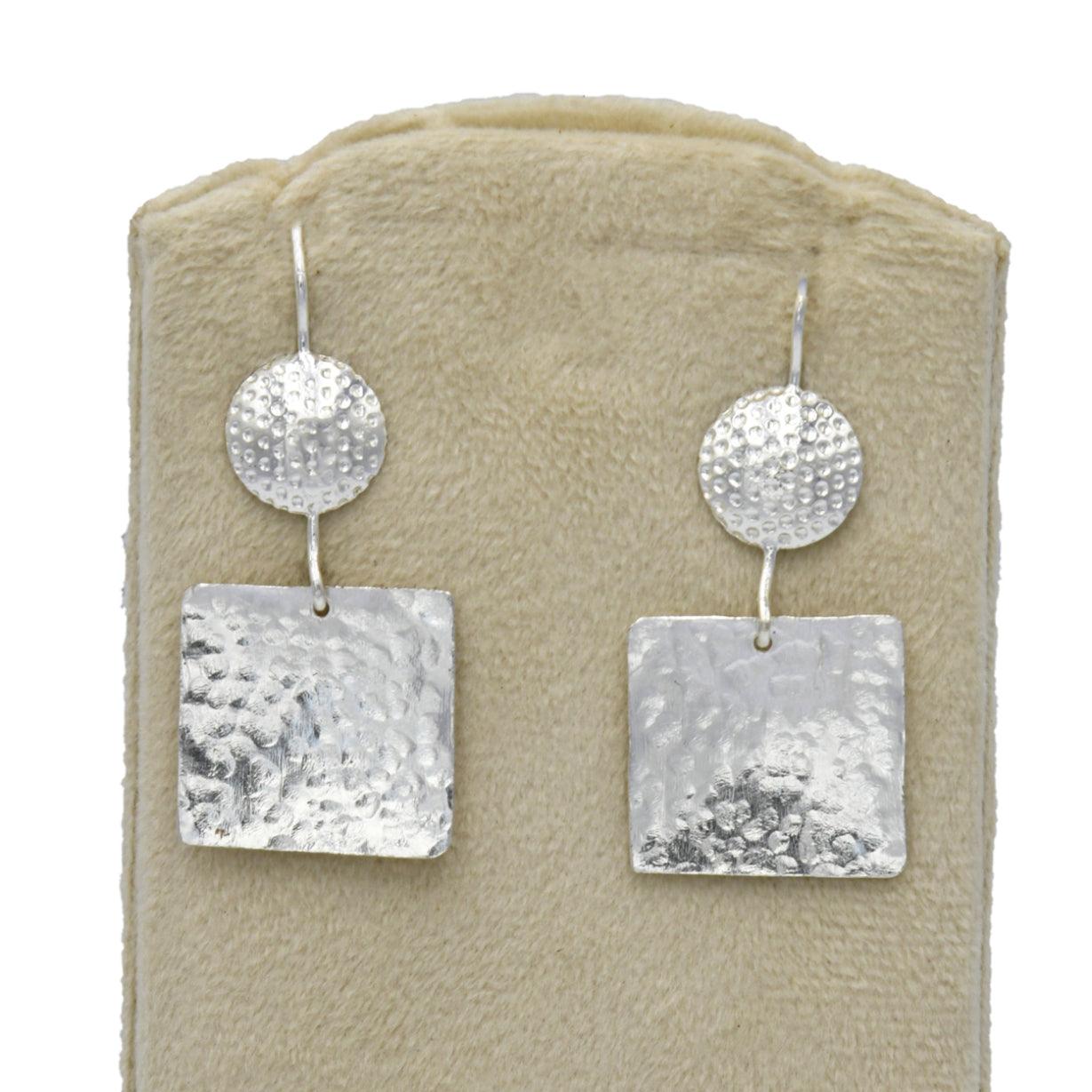 Hammered Designer Silver Dangle Earring