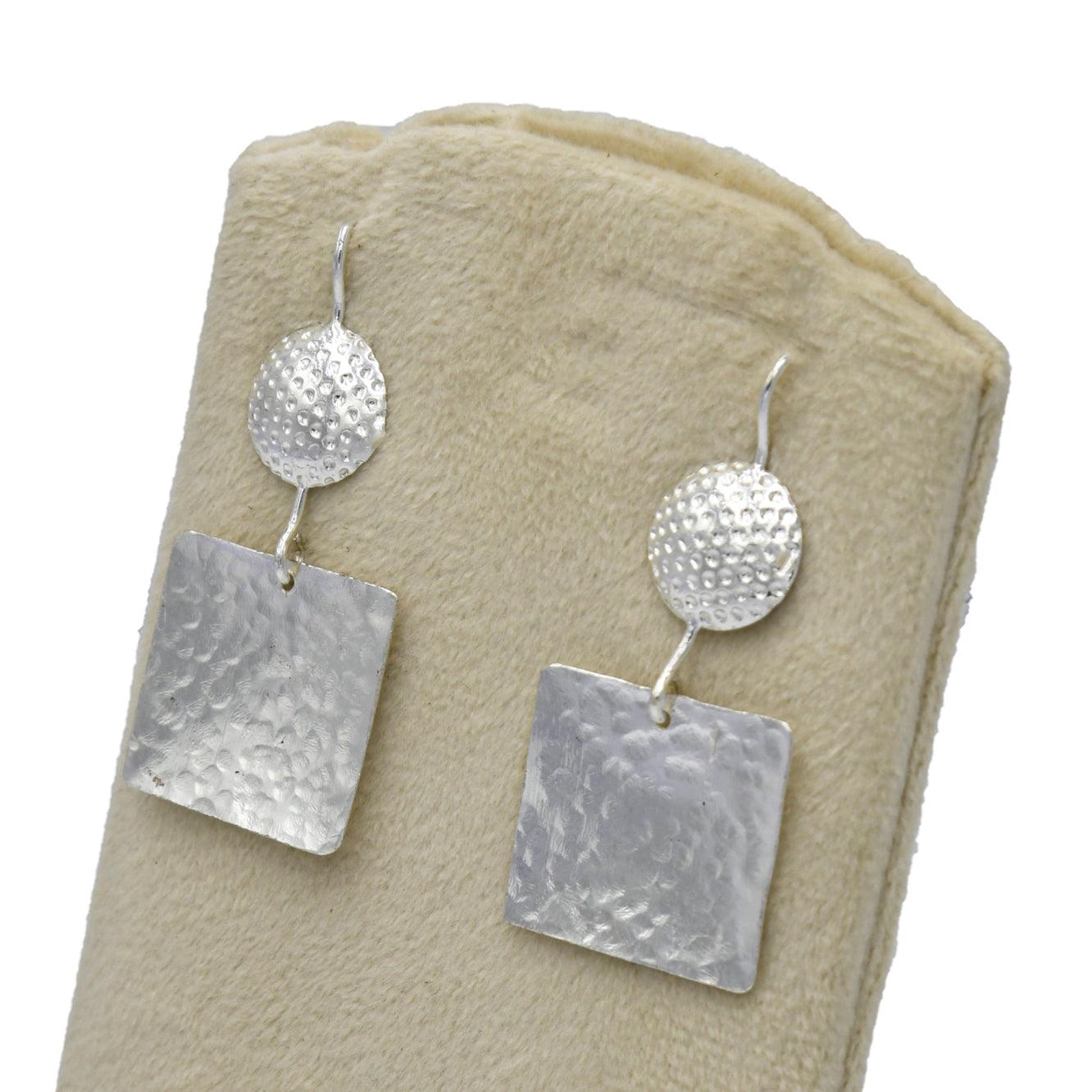Hammered Designer Silver Dangle Earring