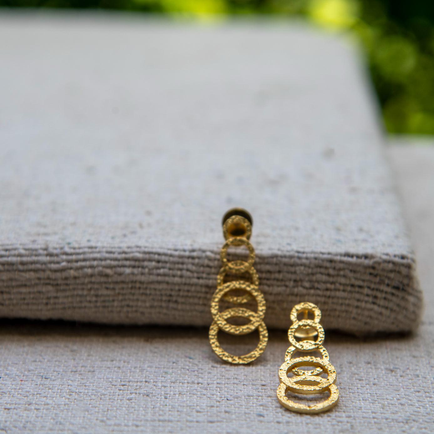 Hammered Gold Plated Round Stud Earring