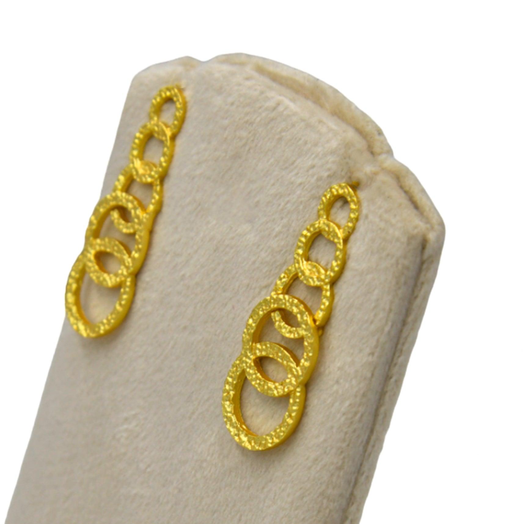 Hammered Gold Plated Round Stud Earring