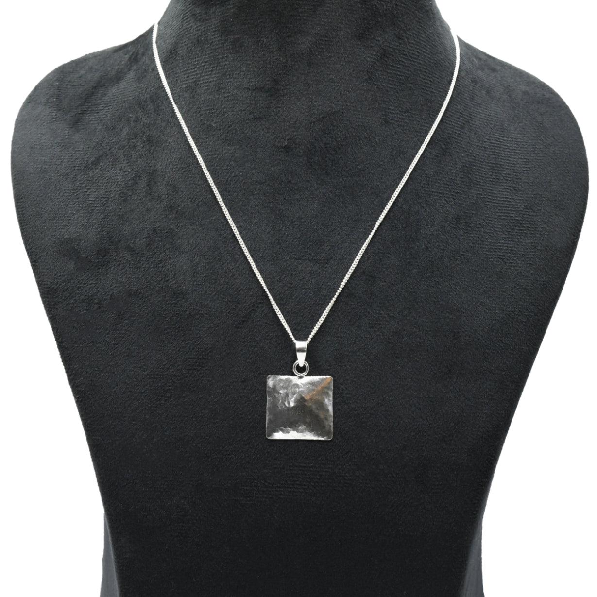Hammered Silver Square Pendant