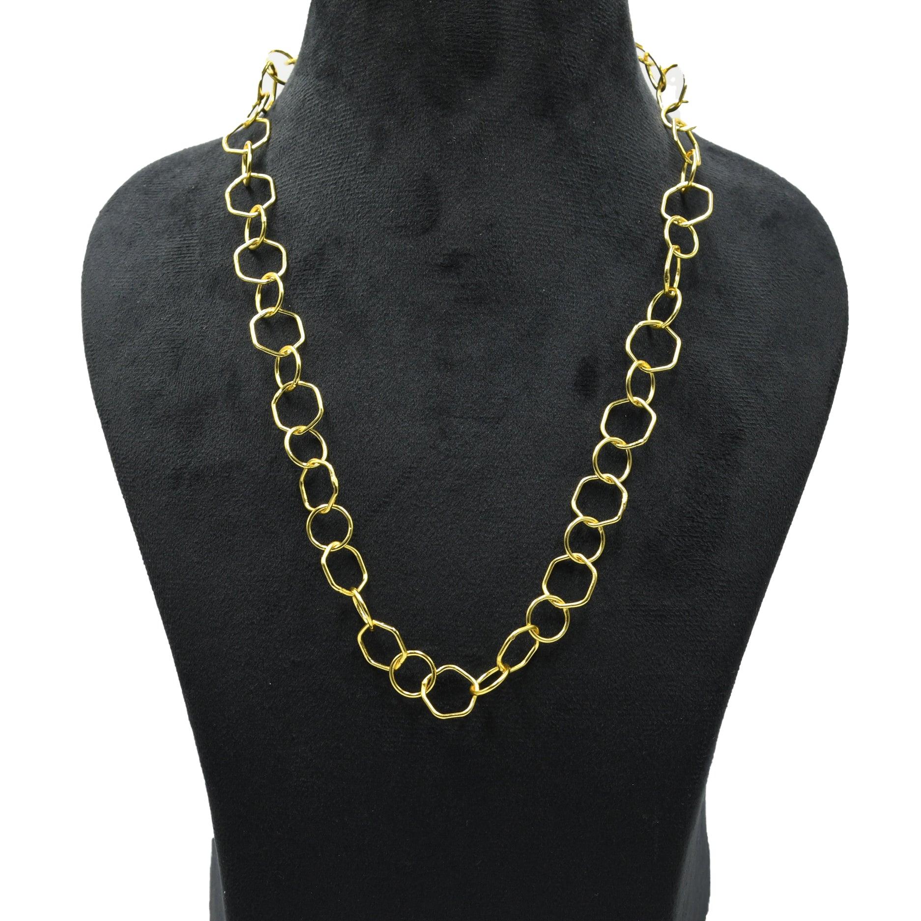 Hexagon Brass Gold Plated Chain