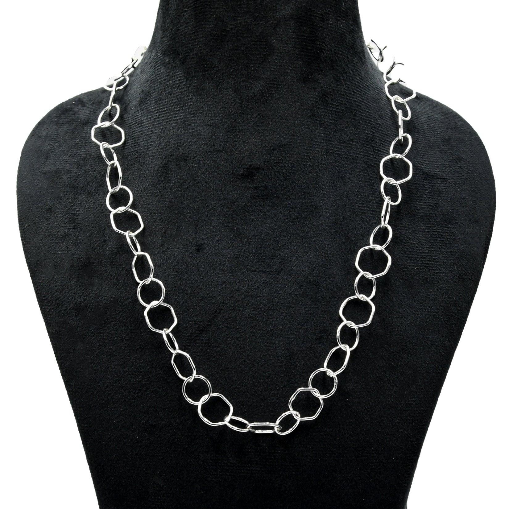 Hexagon Brass Silver Plated Chain