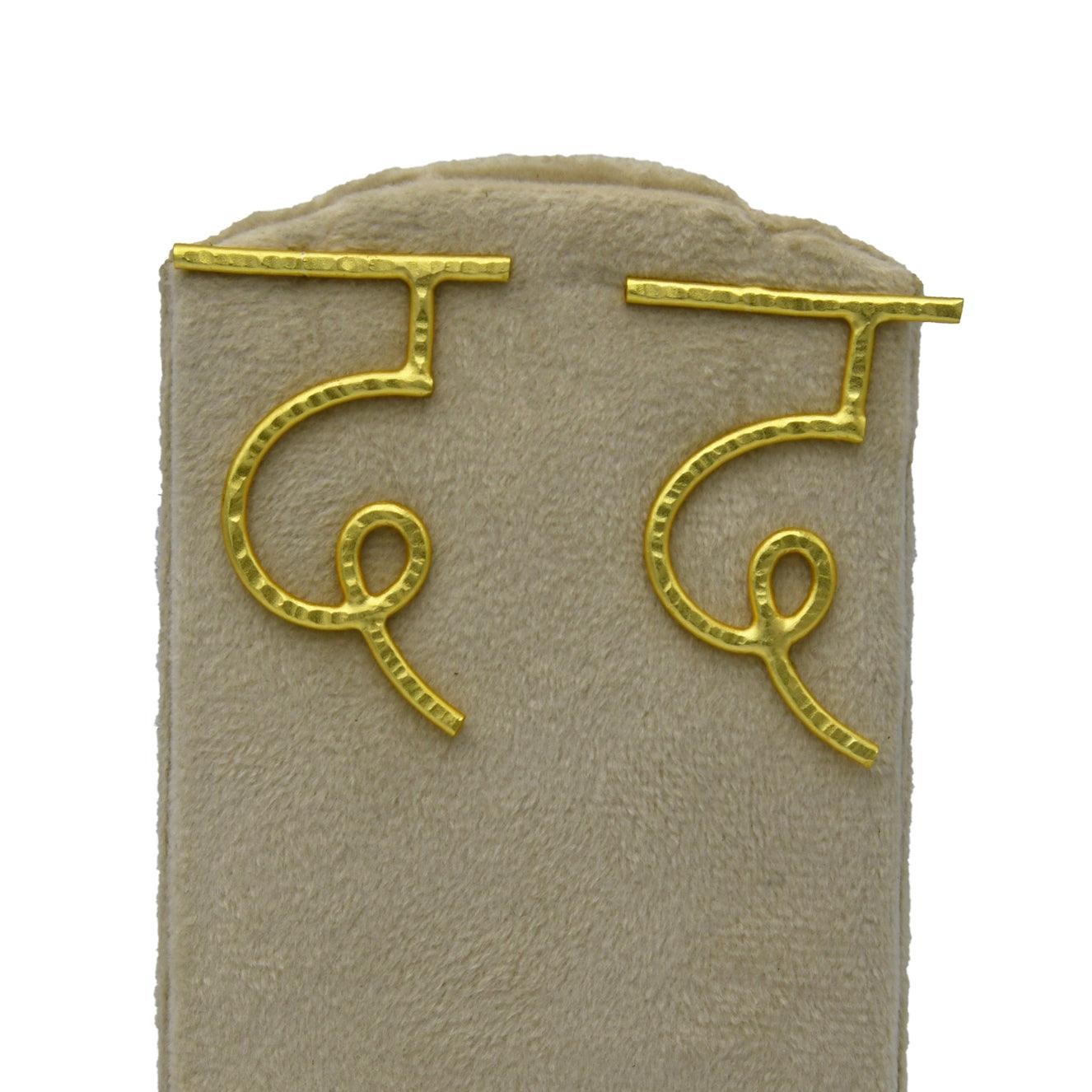 Hindi Alphabet "D" Brass Earring