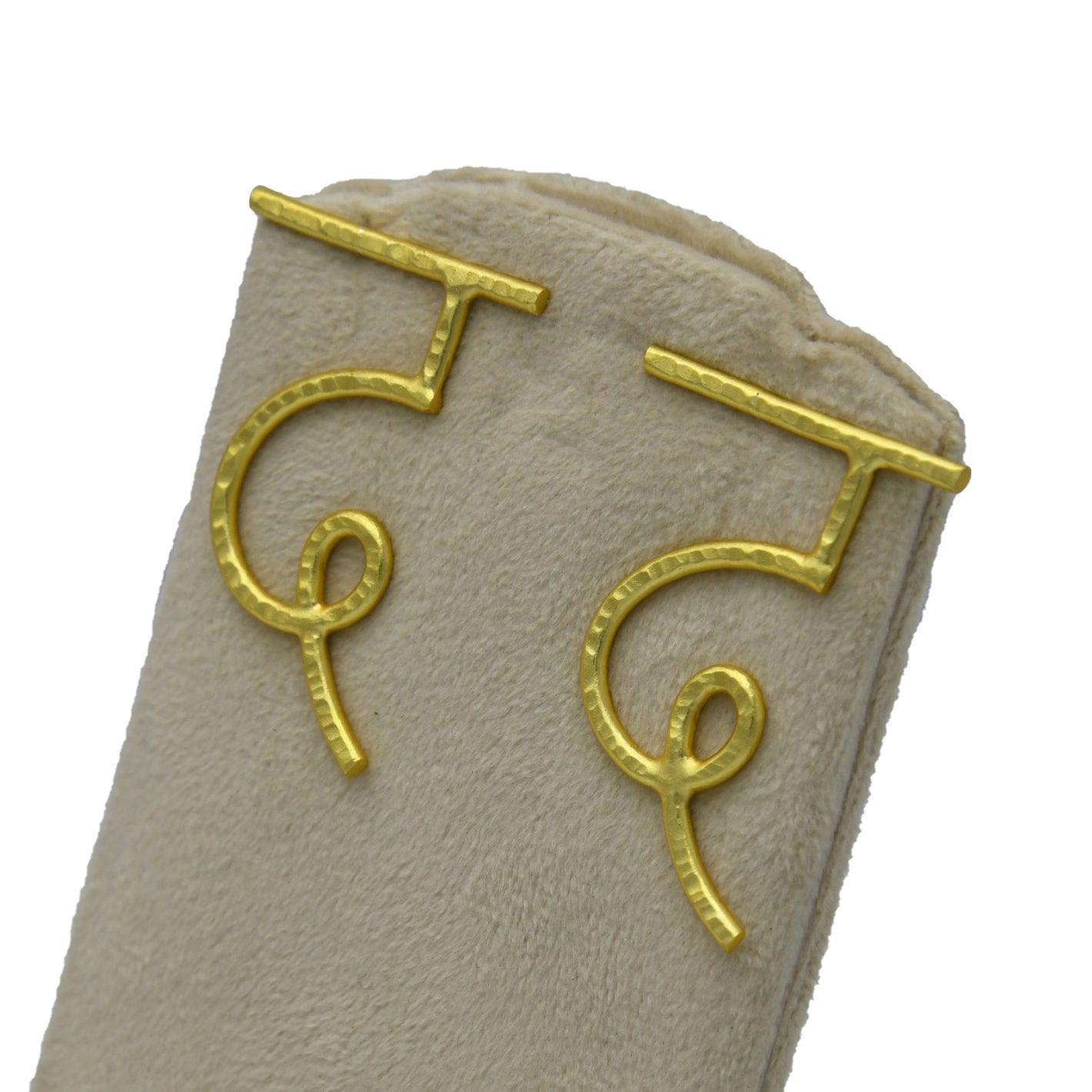 Hindi Alphabet "D" Brass Earring