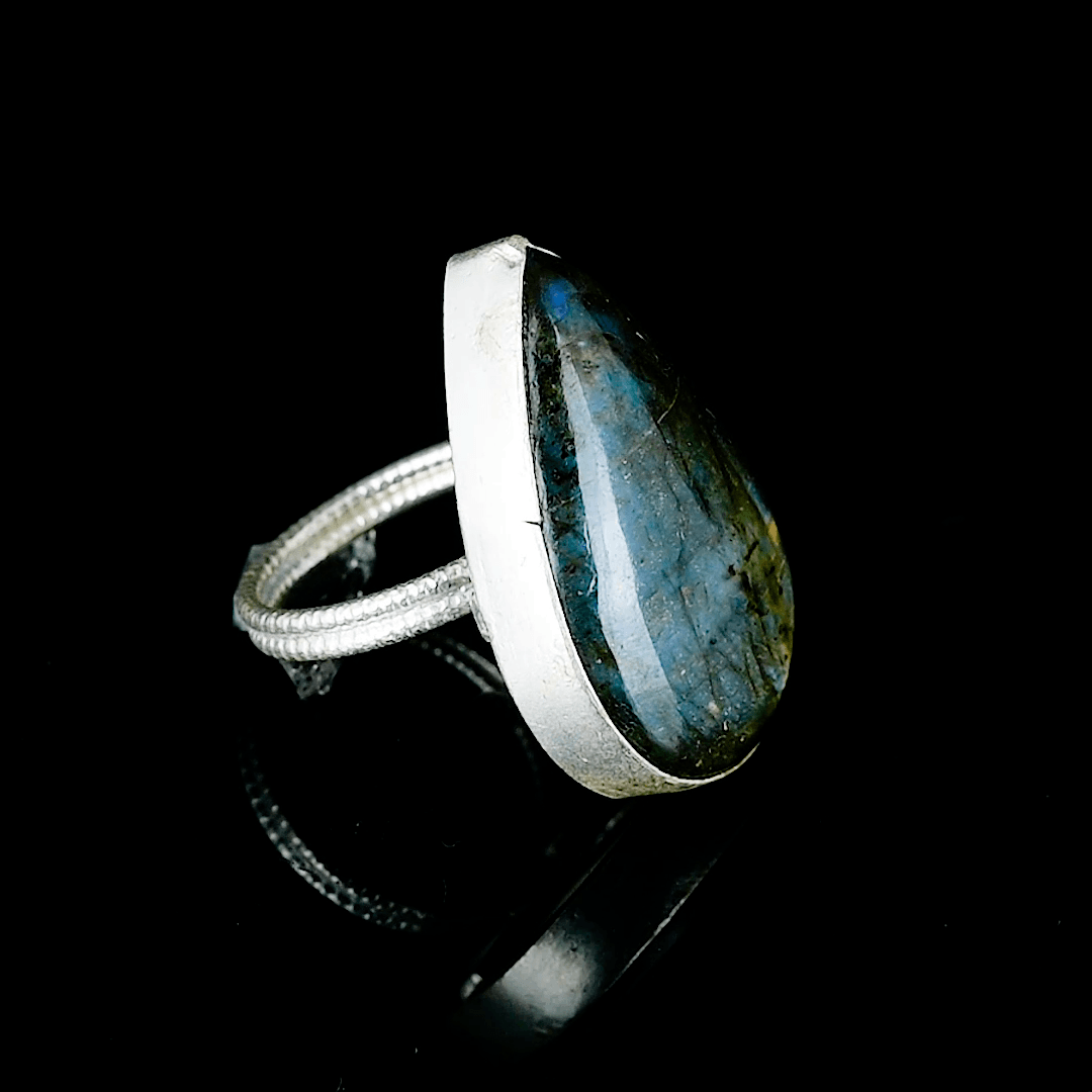 Labradorite Rough Gemstone Ring