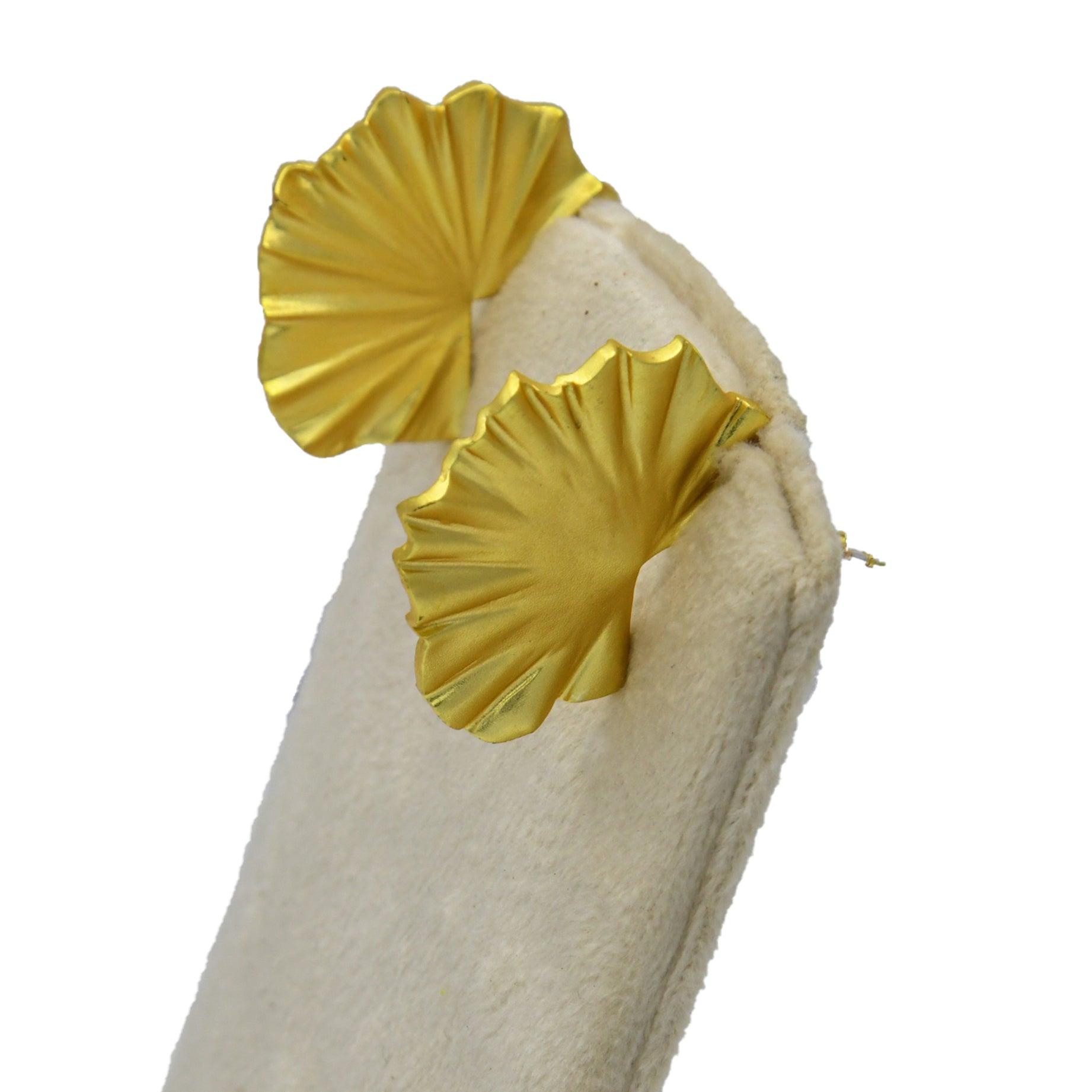 Lotus Leaf Gold Plated Stud Earring