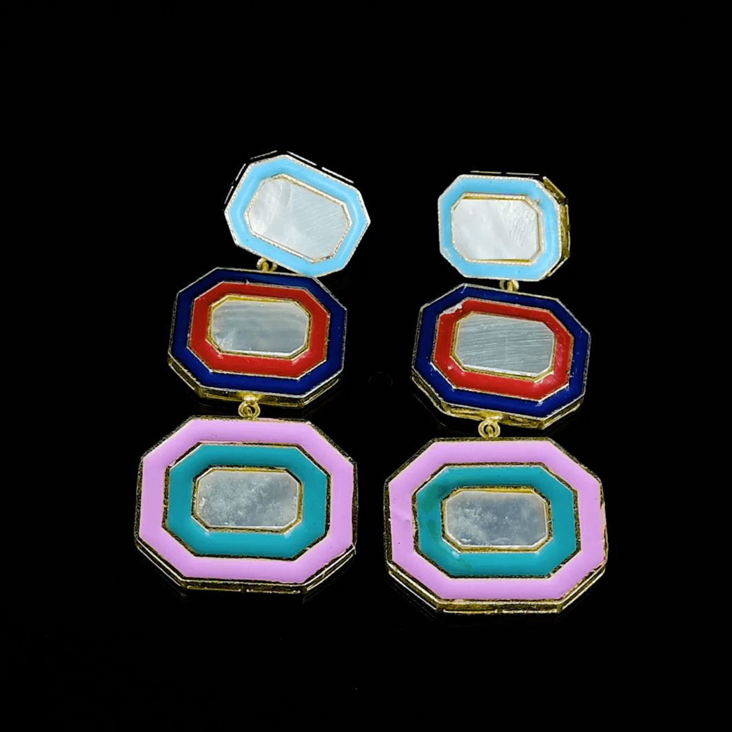 Mother of Pearl Brass Stud Earring