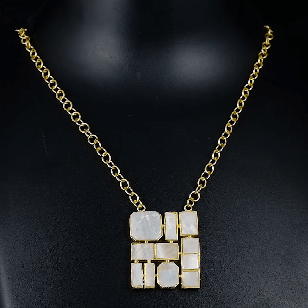 Mother of Pearl Enameled Necklace for Women