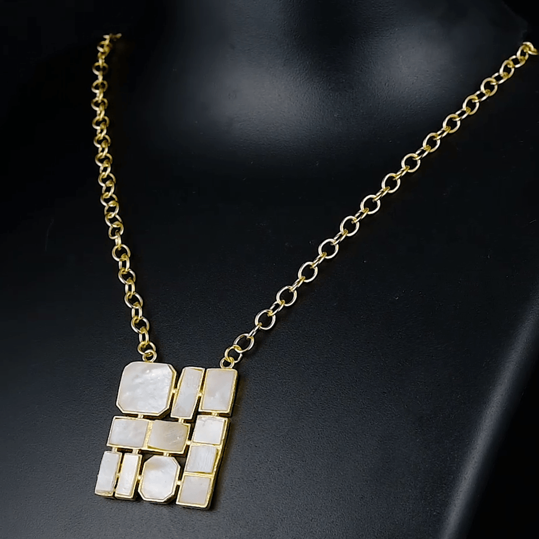 Mother of Pearl Enameled Necklace for Women
