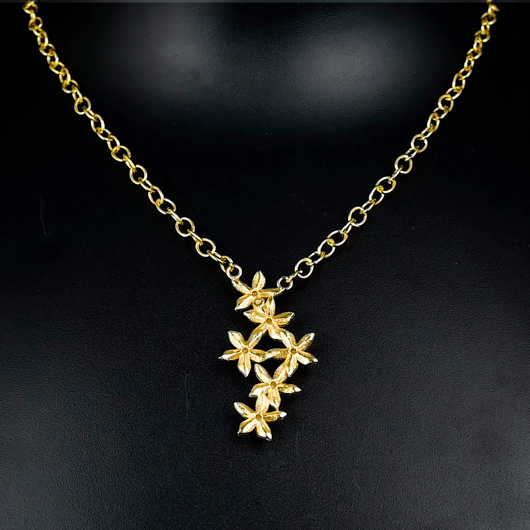 Pearl Brass Flash Gold Plating Floral Necklace jewelry