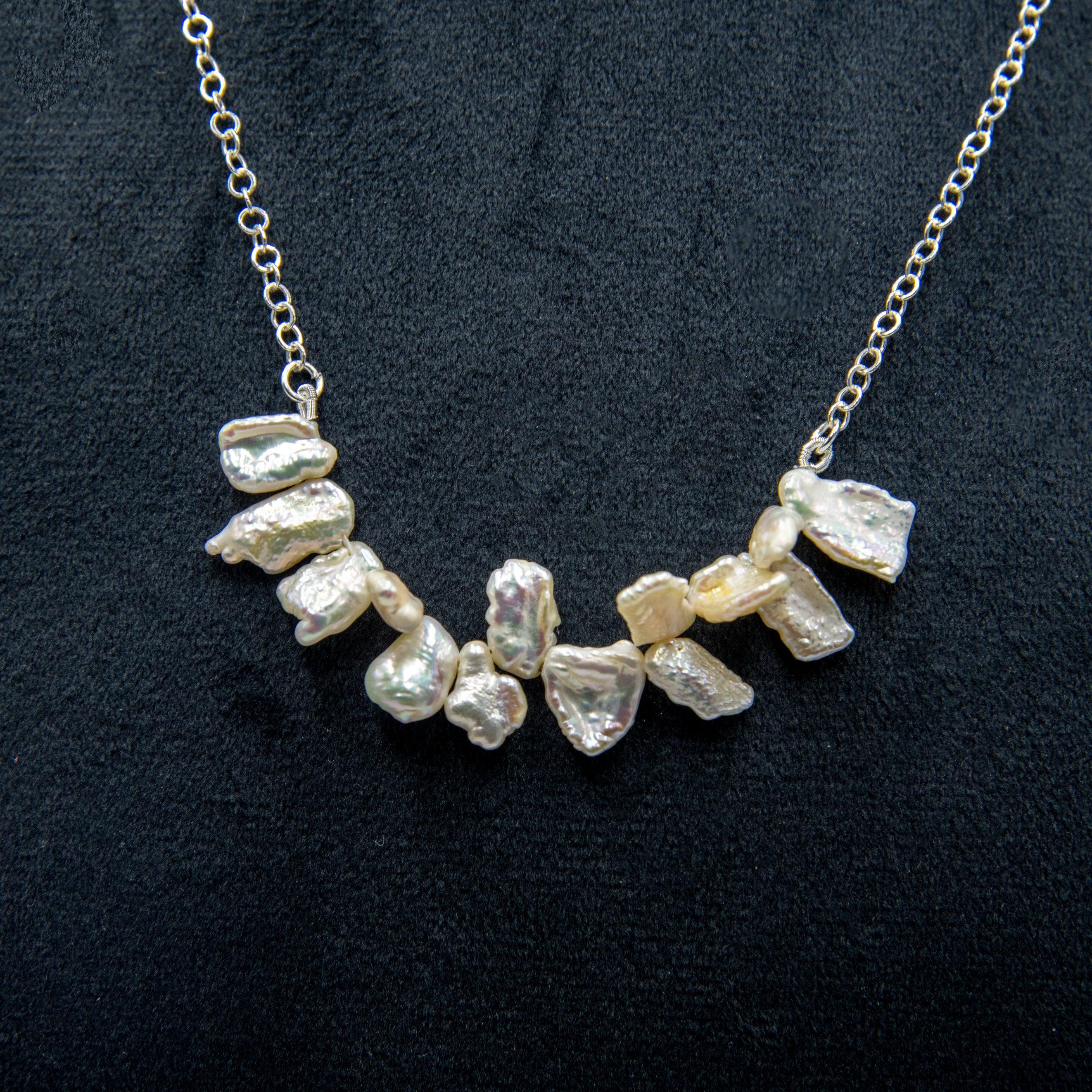 Pearl Silver Plated Chain Necklace