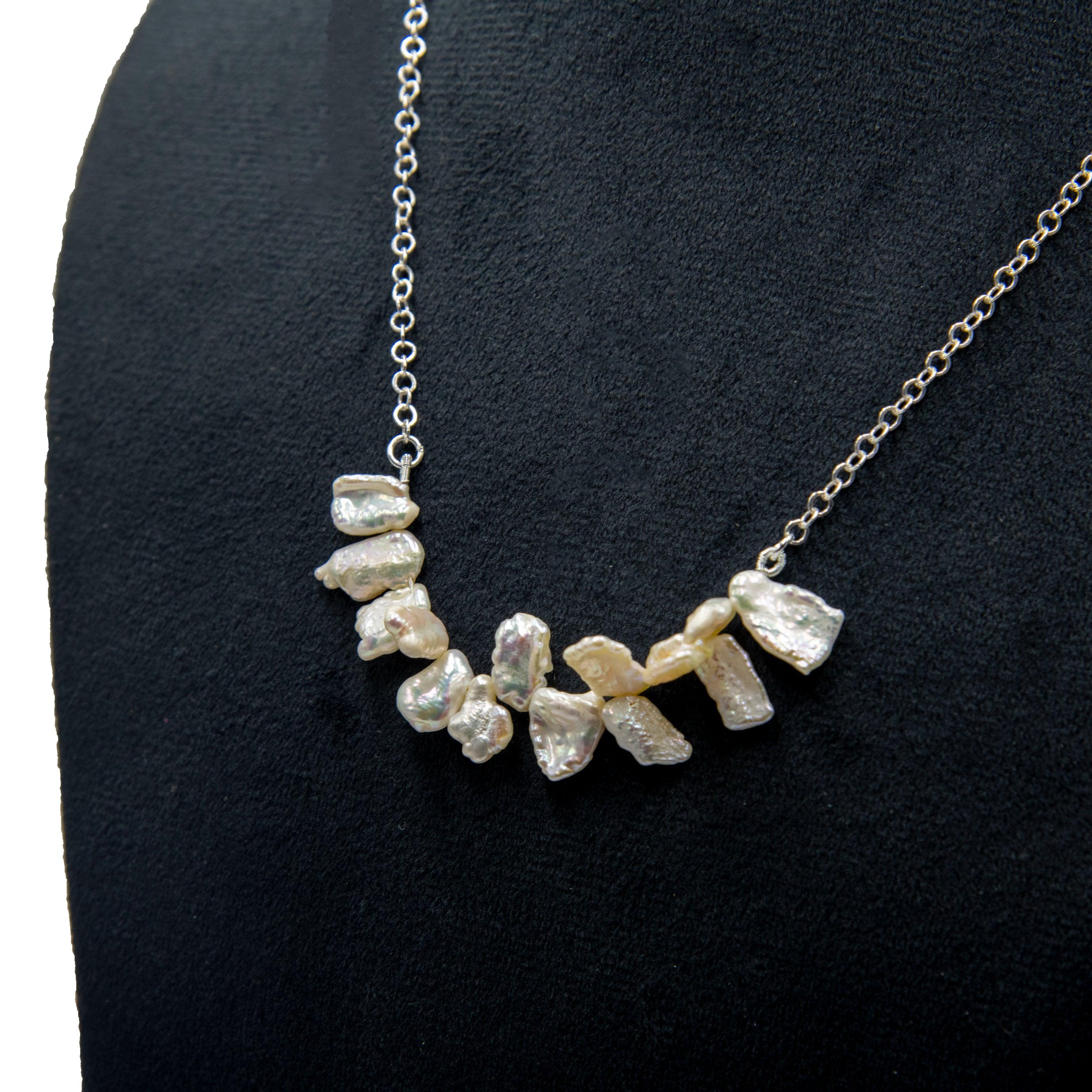 Pearl Silver Plated Chain Necklace