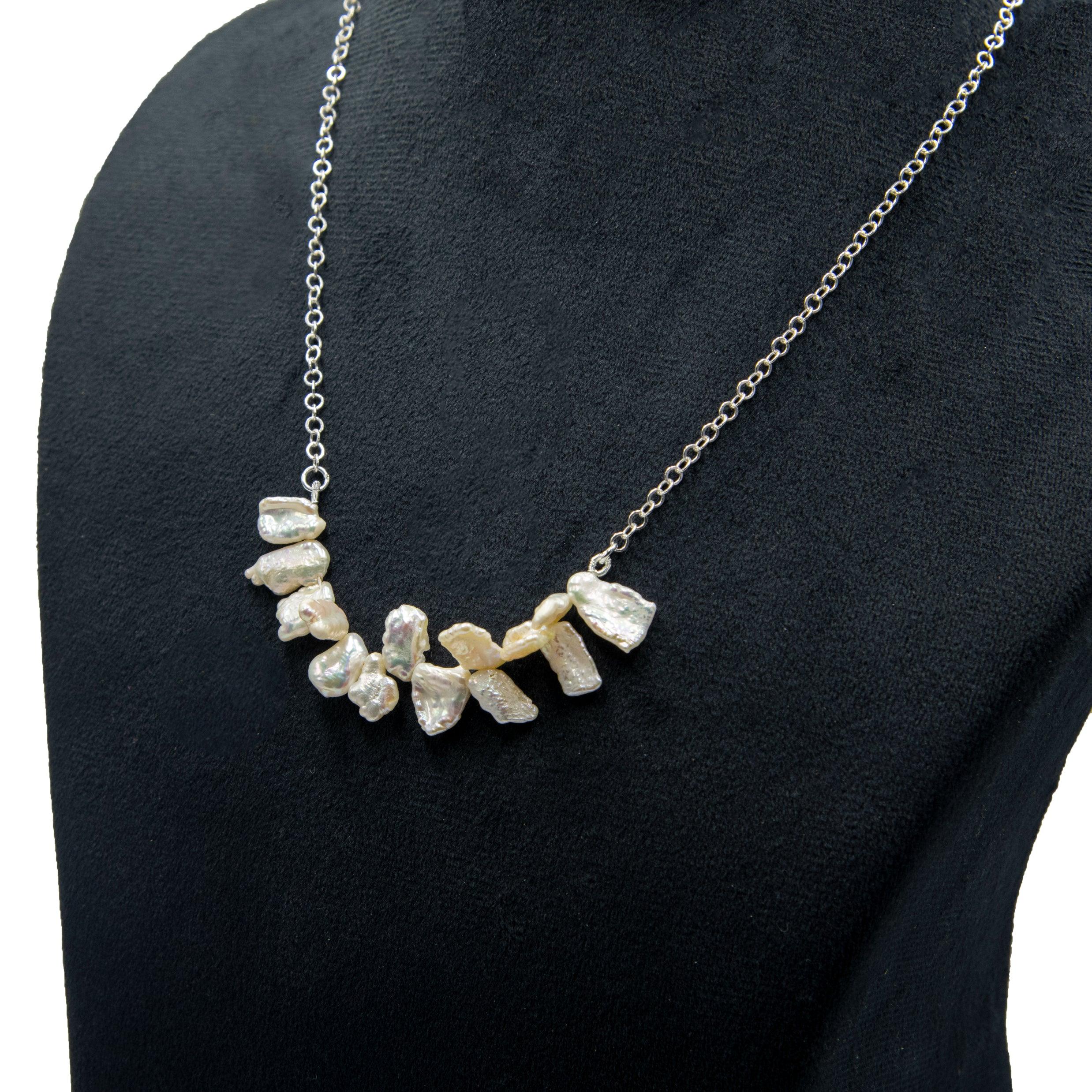 Pearl Silver Plated Chain Necklace