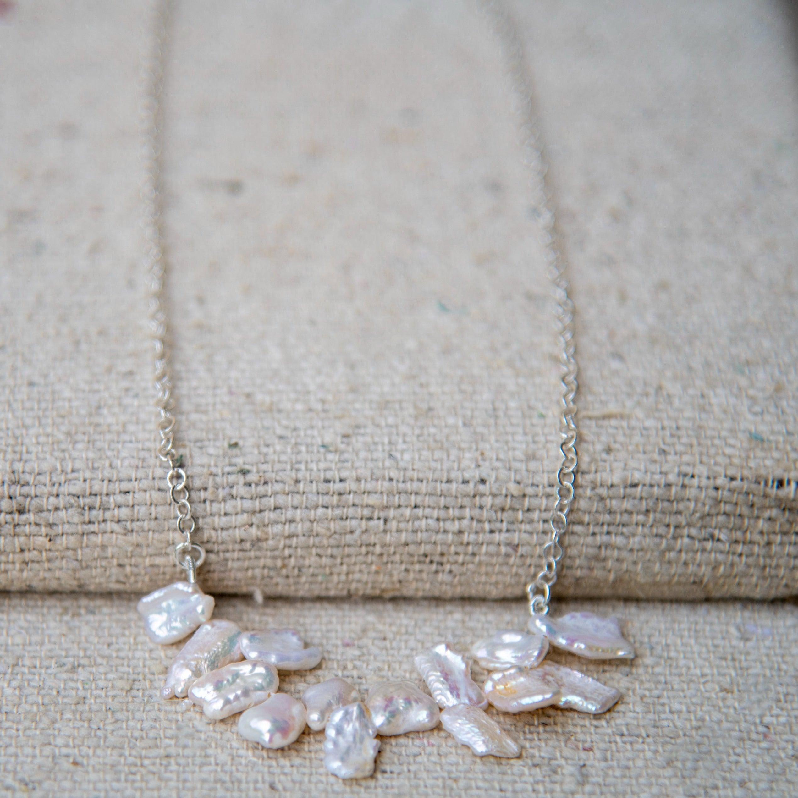 Pearl Silver Plated Chain Necklace