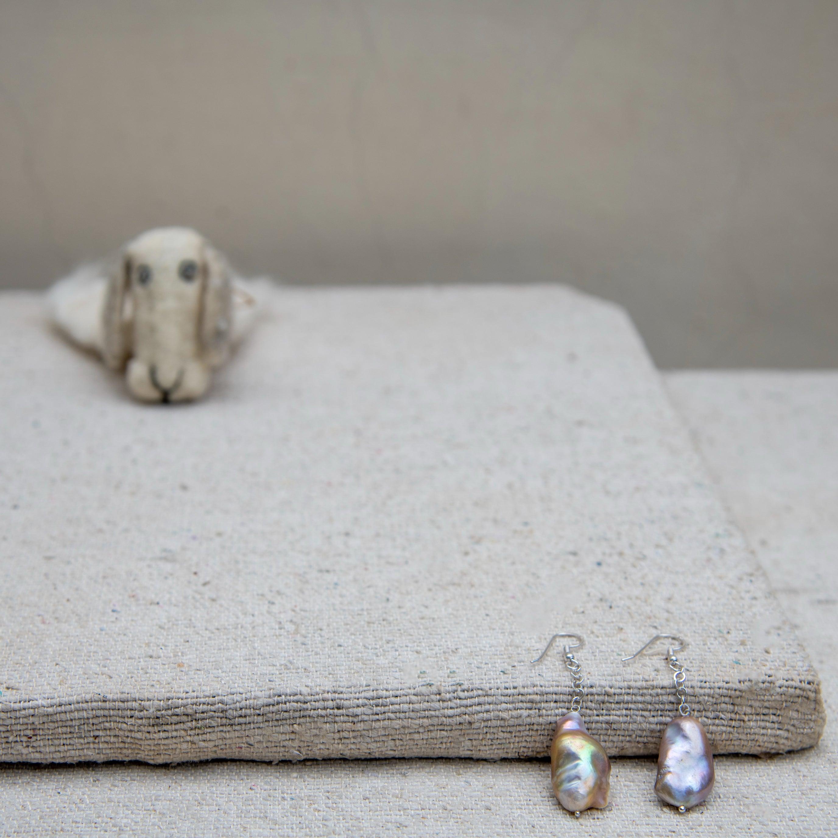 Pearl Silver Plated Dangler Hook Earring